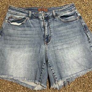 Judy Blue Women's Light Blue Frayed Hem Jean Shorts